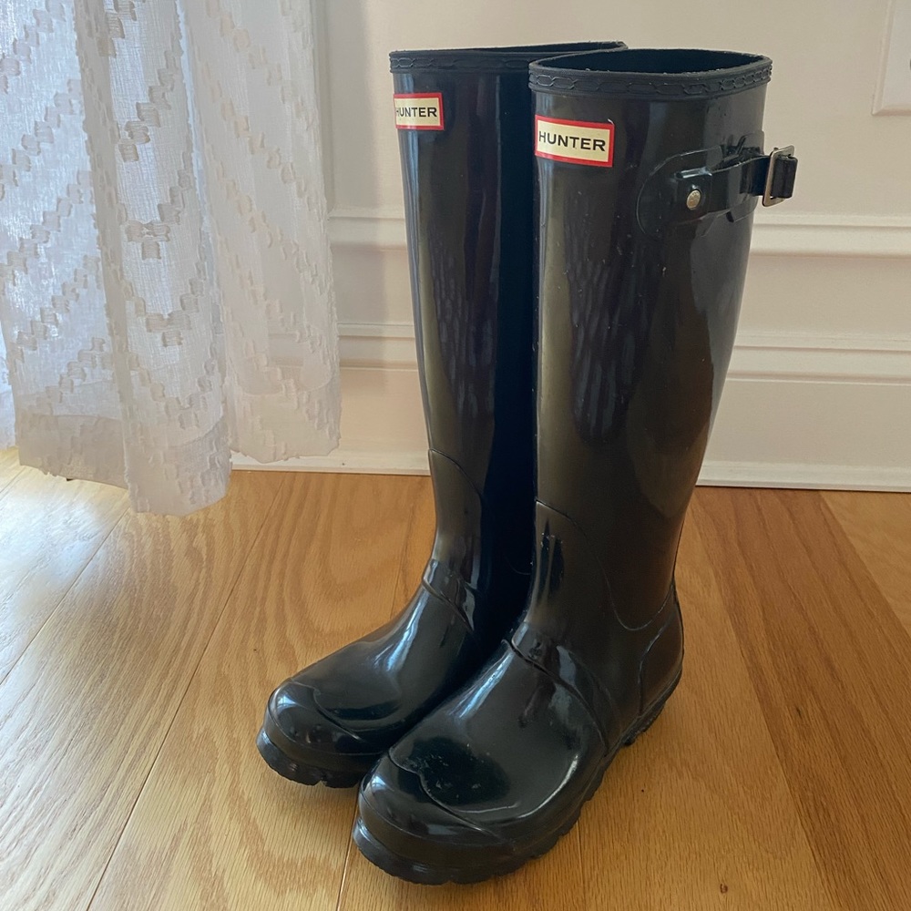 Black Glossy Hunter RainBoots